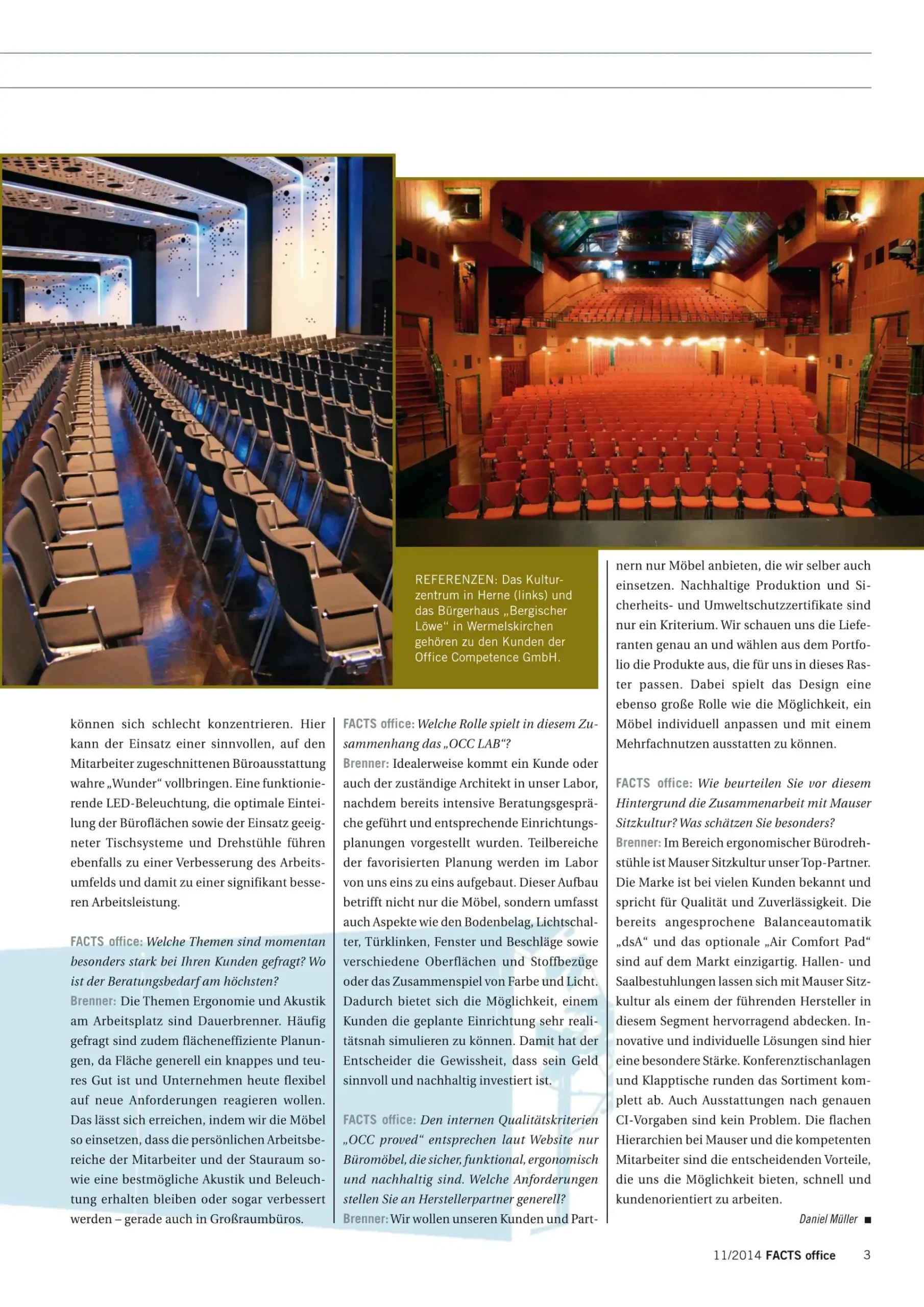 Interview zum Thema Ergonomie und Büroplanung in der FACTS office Ausgabe 11 - 2014 - Seite 2 von 2